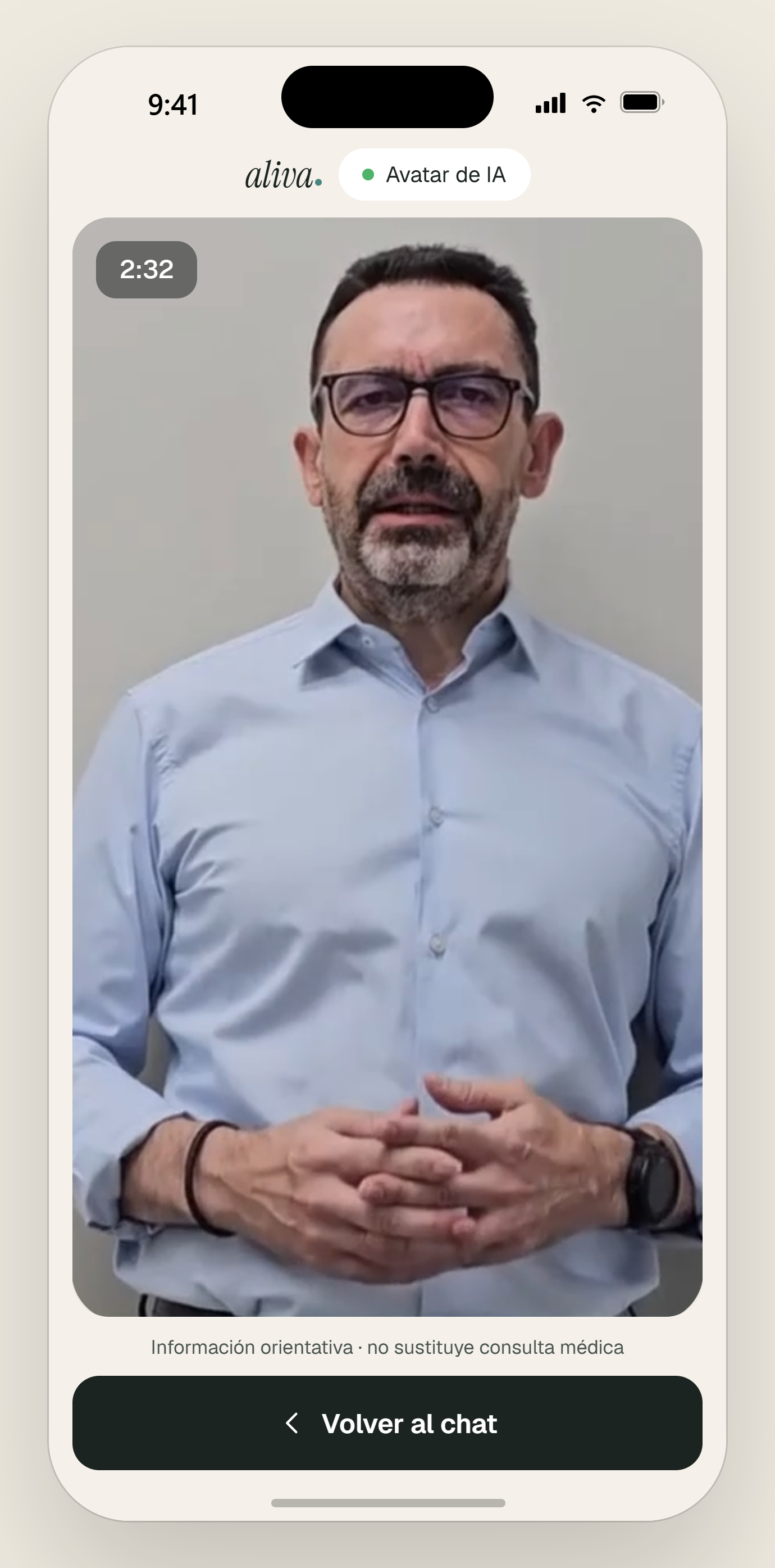 Avatar de IA de la demostración de Aliva.